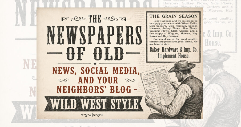 Historic Granbury newspaper illustrating how early newspapers served as the social media and community blogs of Hood County's past.