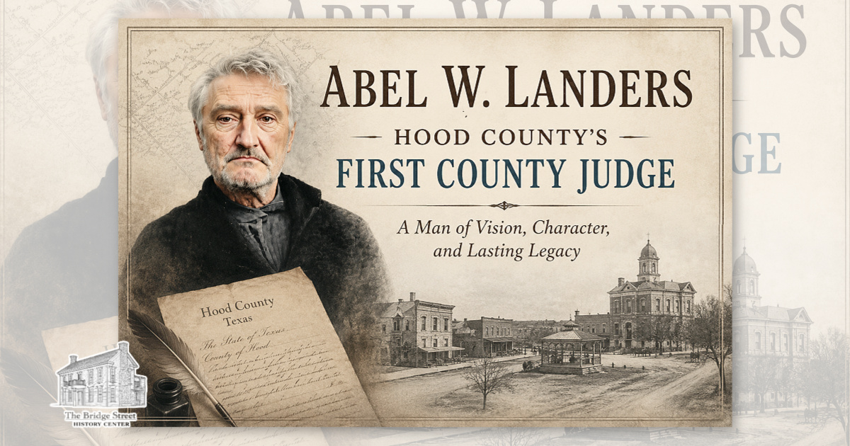 Portrait of Abel W. Landers, Hood County's first county judge and one of the founders of Granbury, Texas.